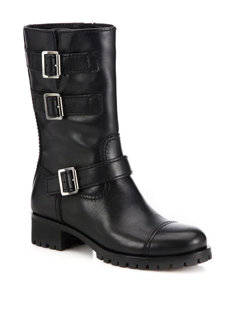 prada black three-buckle lug sole boots|Prada re nylon boots.